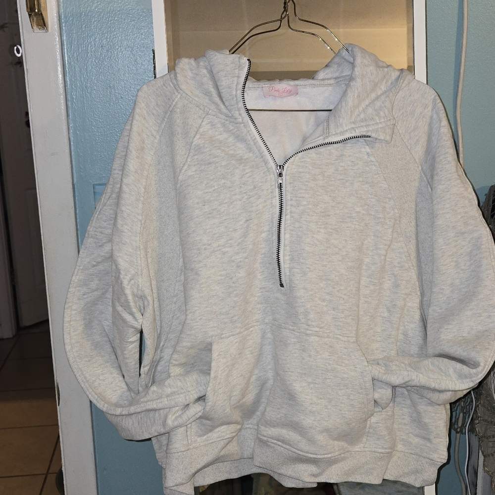 Pink Lily Soft Gray Pullover